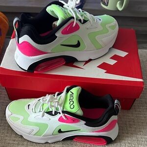 Nike Air 200 Max White, Neon Pink, and Green Sneakers brand new